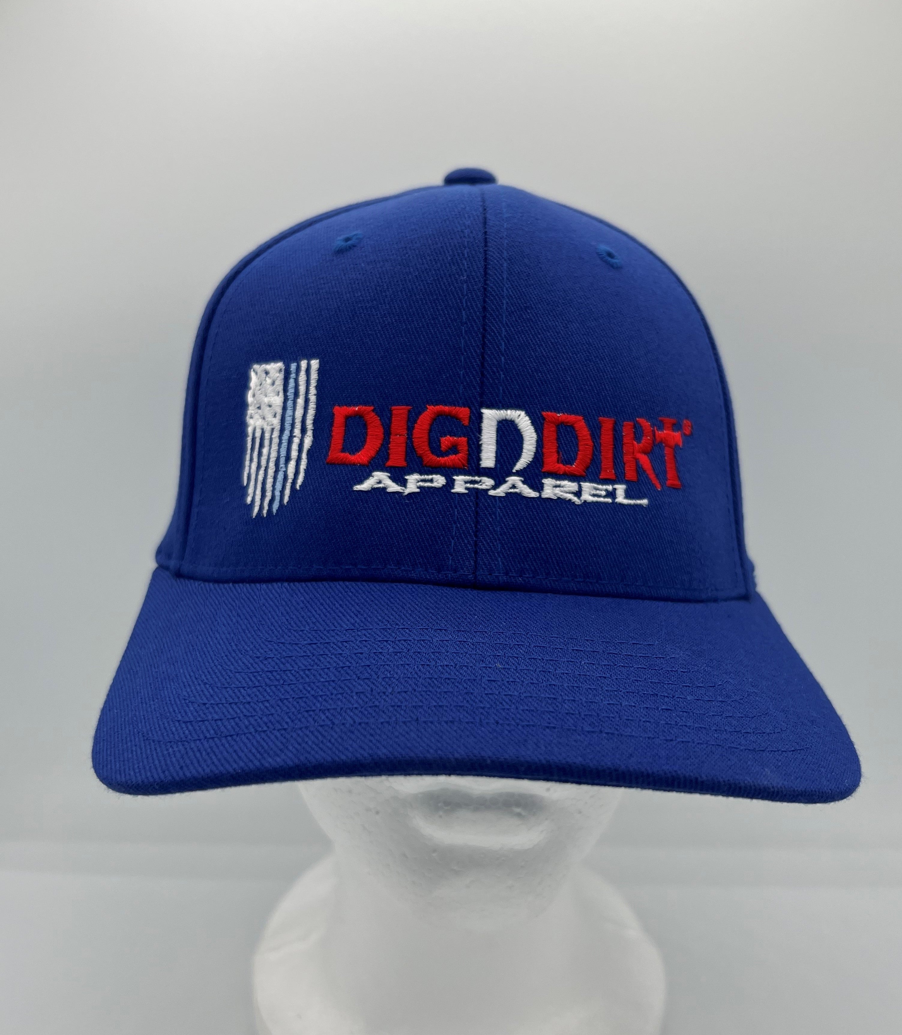 White and FlexFit Hat Apparel Blue DIGNDIRT Red